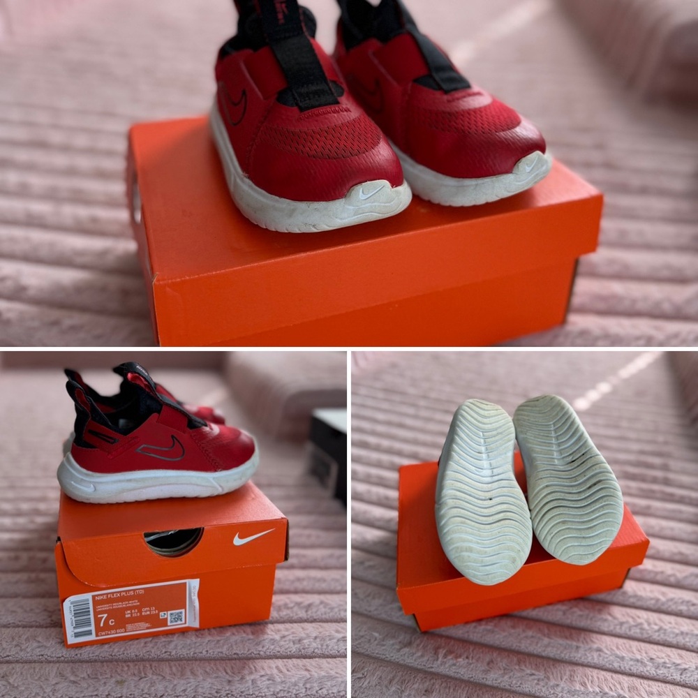 Nike Kids Red and Black Slip-On Sneakers